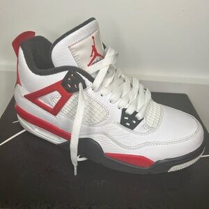 White and Red Air Jordan 4 Sneakers